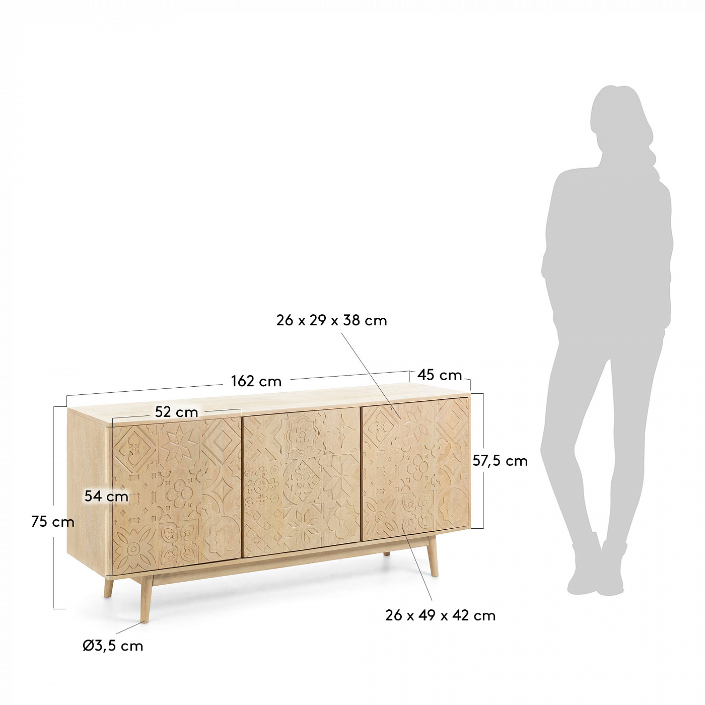 063843 Сервант Sakoi 162x75 манго La Forma Seleb  - Вид №6
