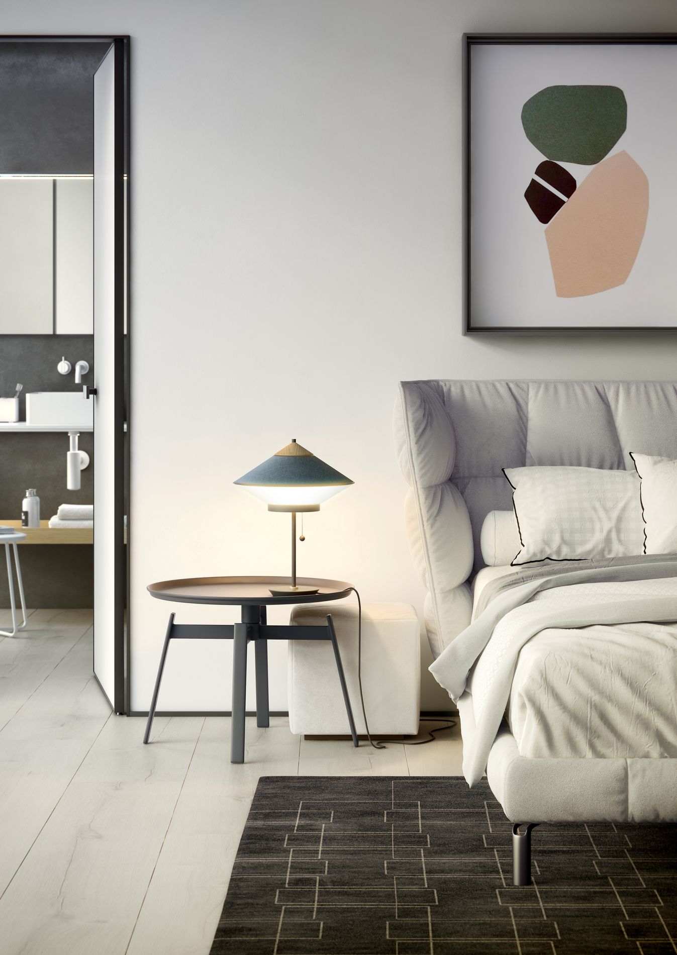 Прикроватная лампа с бархатным и льняным абажуром Forestier Cymbal ARCH-00037052 - Вид №1