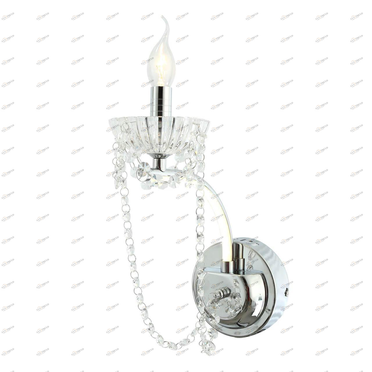 Бра хрустальное хром Prunk 2424-1W FAVOURITE СВЕЧА 00-3929573 Прозрачный;хром 