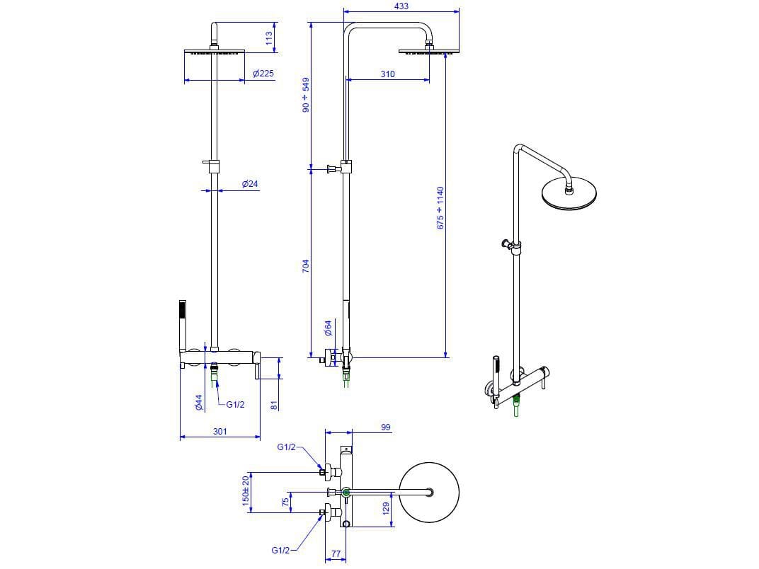 Хромированная латунная душевая колонна Bugnatese Kobuk ARCH-00128013 - Вид №2