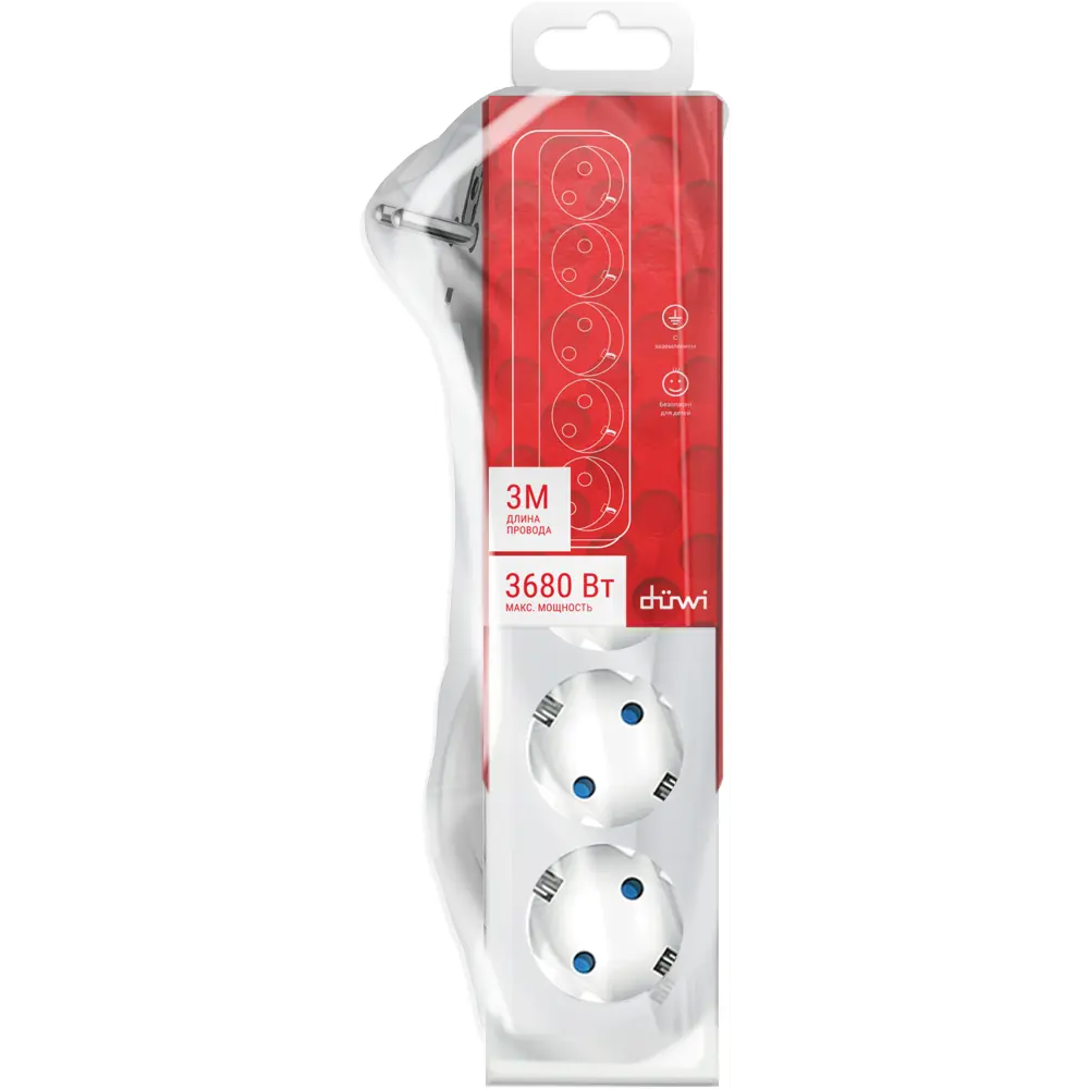 Удлинитель с заземлением Duwi 5 розеток со шторками 3x1.5мм2 3 м STLM-2198259 - Вид №1