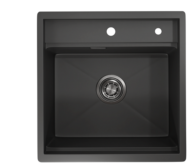 KS-5051, ЧЕРНЫЙ МАТОВЫЙ, стальная кухонная мойка KITCHEN SPACE