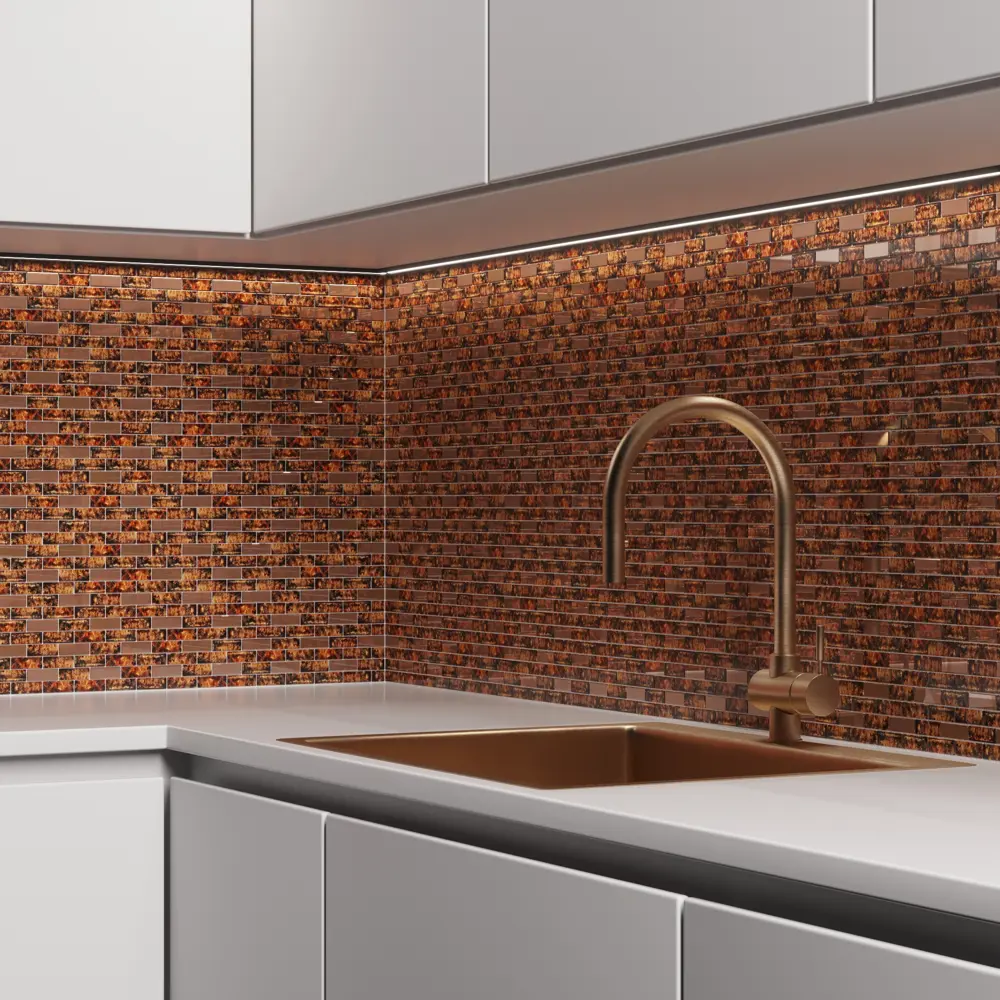 Мозаика стеклянная Artens 30x30 см цвет бежевый Металл STLM-2097659 - Вид №5