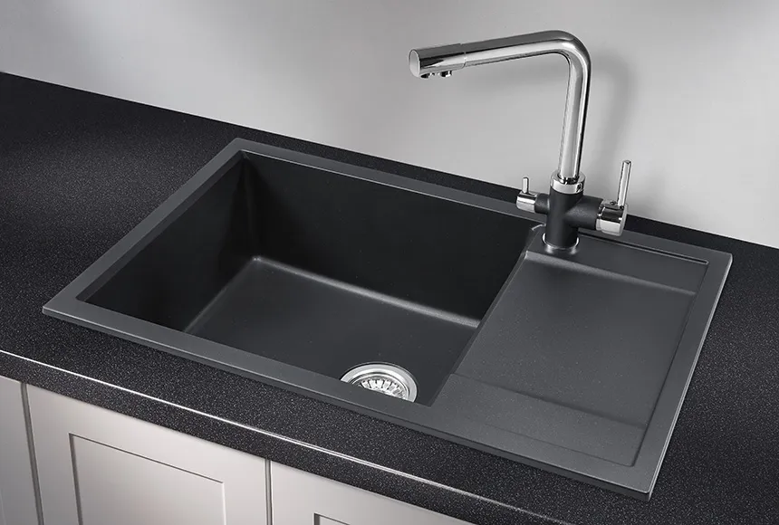 7805, ШВАРЦ (чёрный металлик), кухонная мойка, кварц GRANULA 7805-ST173