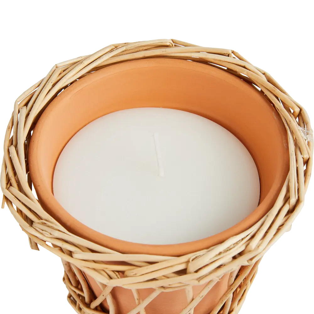 Свеча в керамическом подсвечнике Atmosphera Ротанг коричневая 12.5 см STLM-2043636 - Вид №1