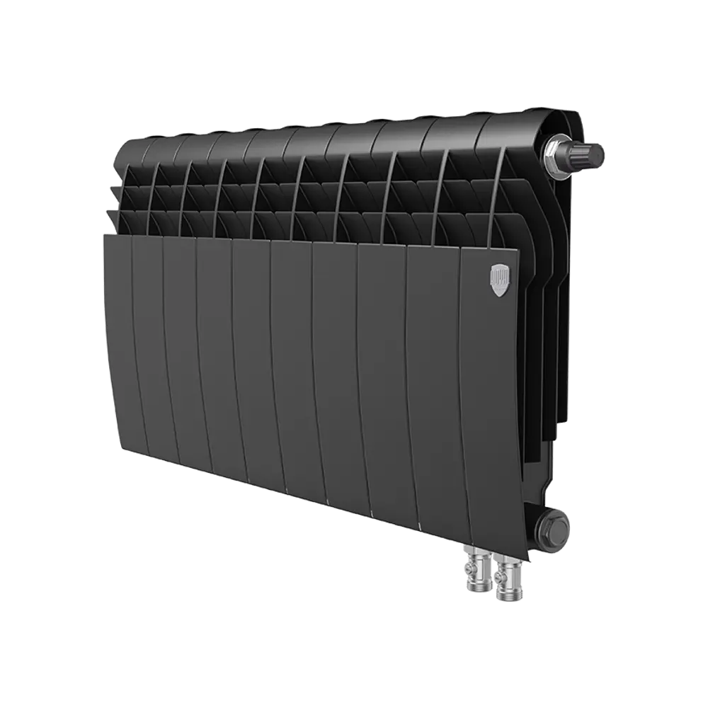 Радиатор секционный Royal Thermo Biliner RTBNSVR35010 350/87 10 секций нижнее правое подключение биметалл черный 82758204 STLM-2141566 - Вид №1