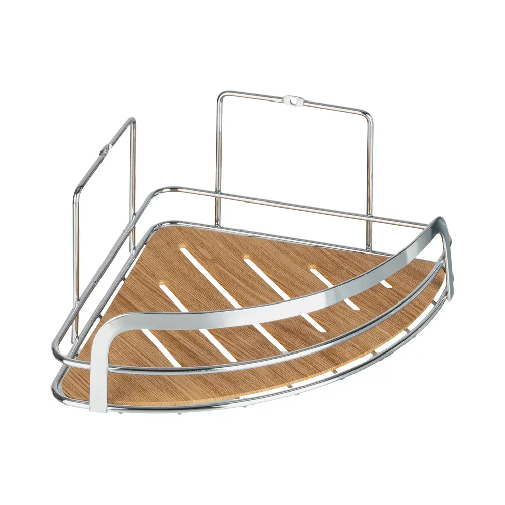 Полка для ванной угловая Wood одинарная цвет хром, дерево Santreyd нет STLM-2205990 - Вид №1