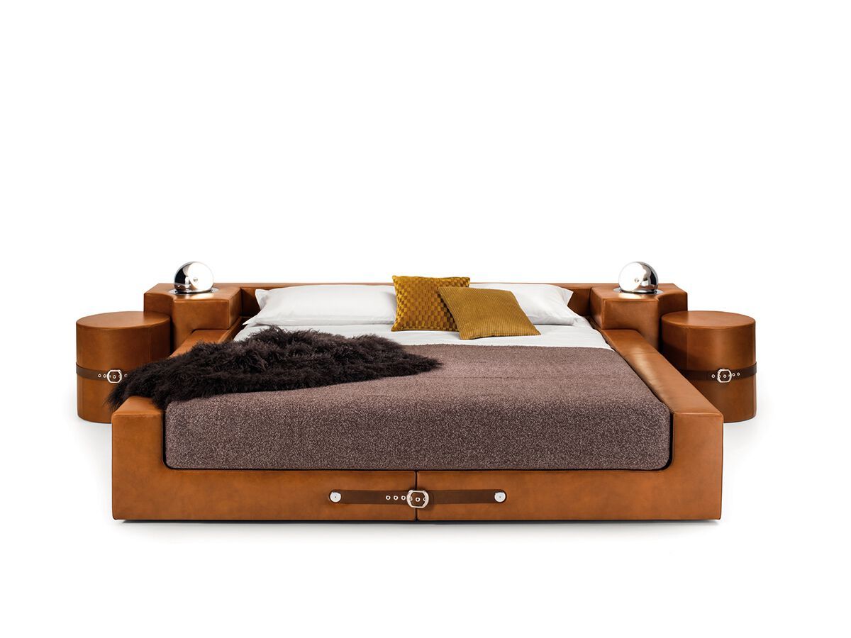 Кожаная двуспальная кровать со встроенными тумбочками i 4 Mariani Tukroma ARCH-00086455 - Вид №3