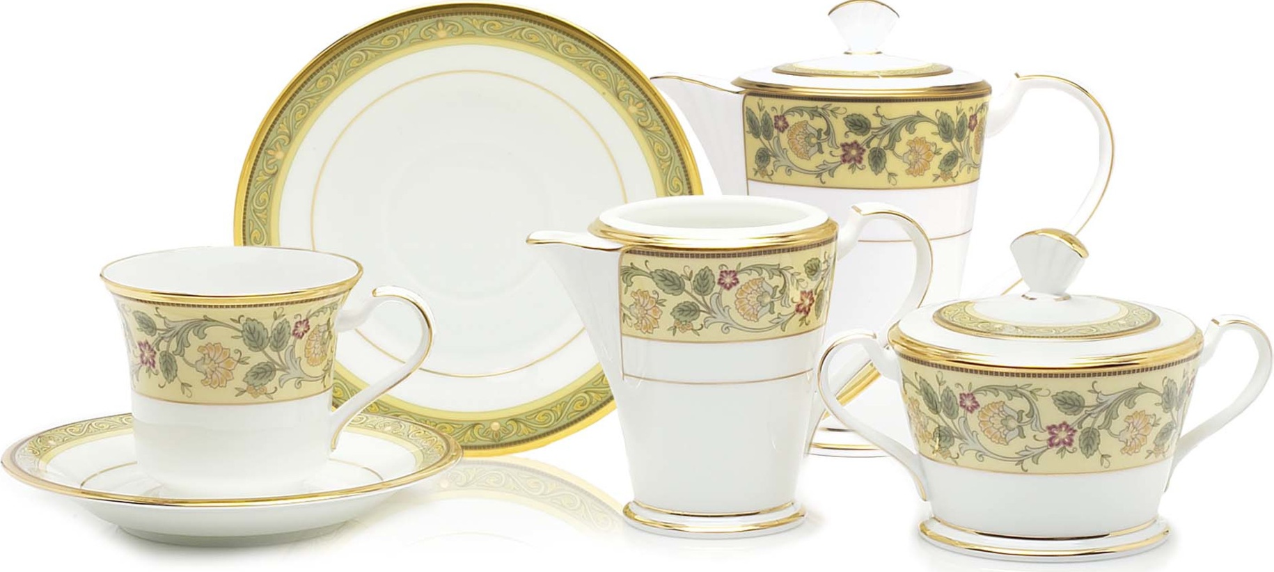 10573754 Noritake Сервиз кофейный Noritake "Церемония,золотой кант" 6/21 Фарфор костяной 
