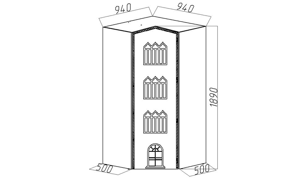 Шкаф угловой детский левый "Венеция" МАНДАРИН ВЕНЕЦИЯ 178659 Молочный Santreyd - Вид №3