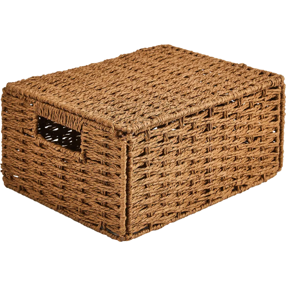 Корзина с крышкой для хранения 31x15x23 см бумага цвет коричневый SPACEO Kub STLM-2107445