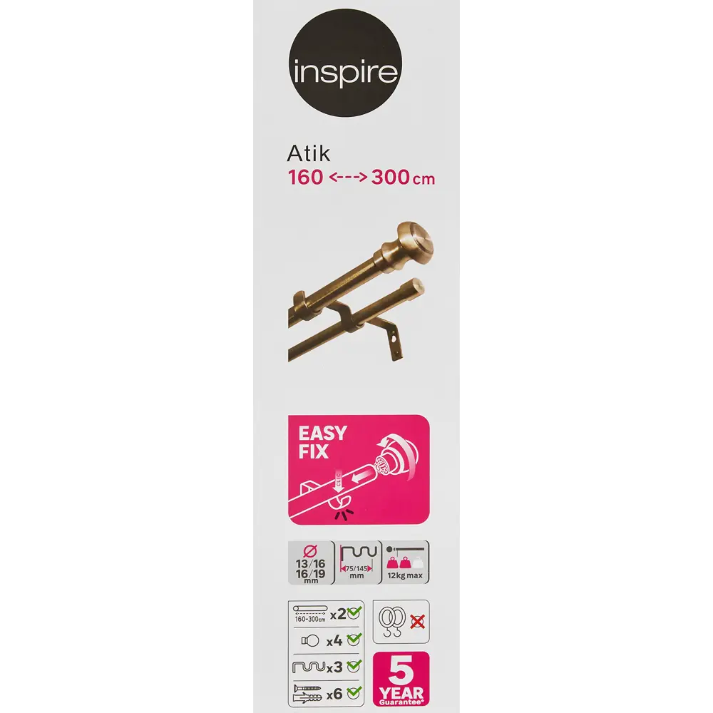 INSPIRE Карниз двухрядный Atik для портьер и тюля 160-300 см 84407314 STLM-0049483 - Вид №5