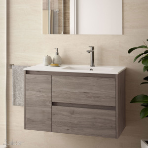 85067 SALGAR Мебель для умывальника NOJA 855 1 дверь левая ETERNITY OAK + Раковина Робл Вечность