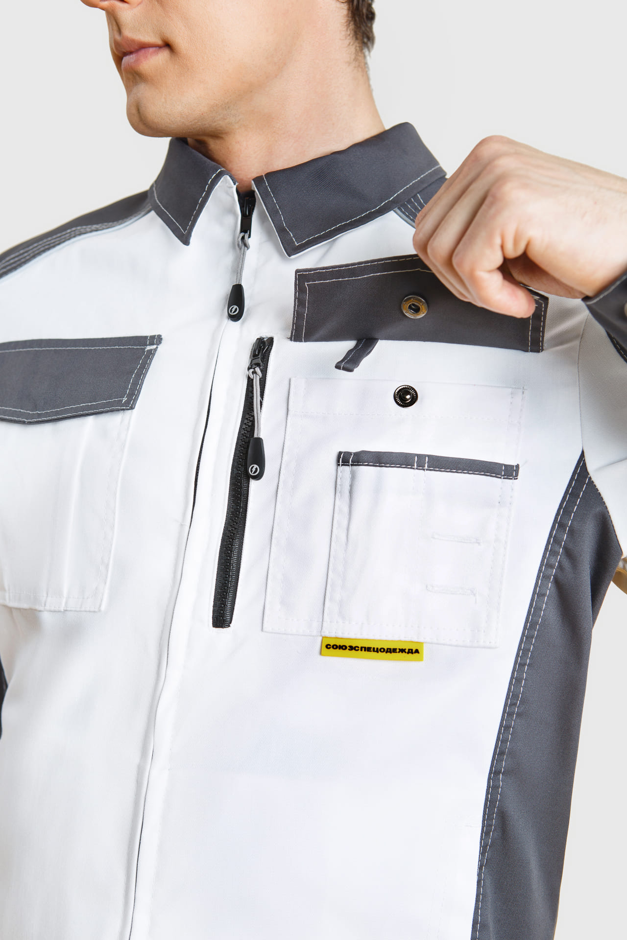 4974829 Костюм  NEW белый графит STATUS  Летняя спецодежда  размер 56-58/170-176  - Вид №10