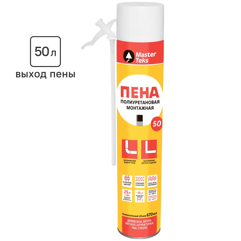 Монтажная пена Masterteks профессиональная для строительных работ 670 мл 84519008 STLM-0051097