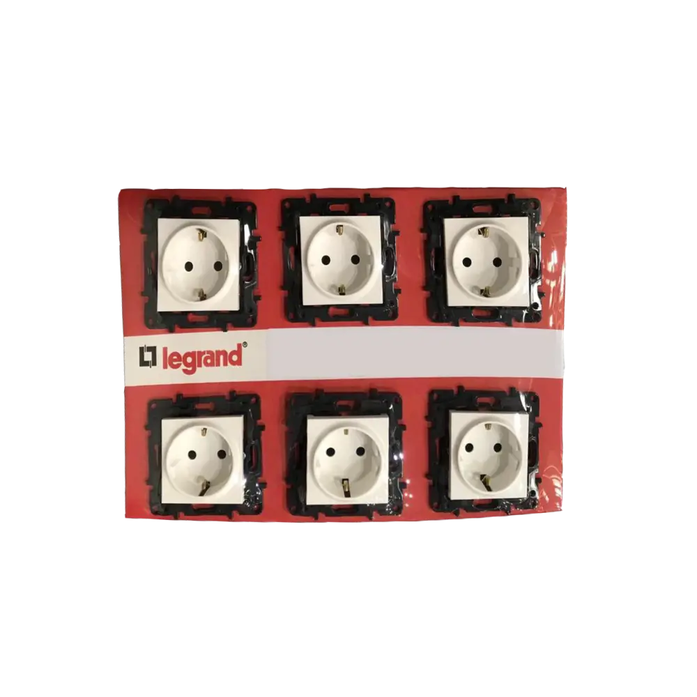 Розетки Legrand Structura встраиваемые с заземлением, цвет слоновая кость, 6 шт. 82678616 STLM-2002067