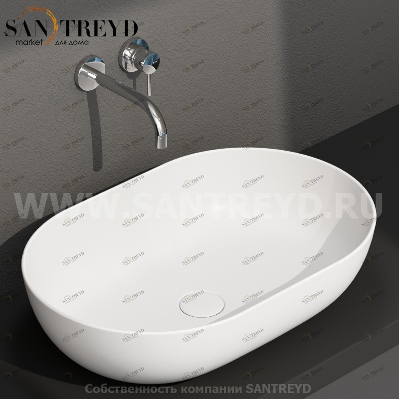 B6O60BO Накладная раковина на столешницу  овальная Ceramica Globo T-EDGE