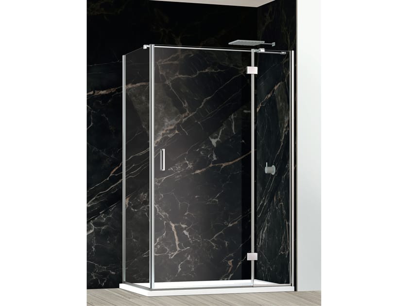 Угловая душевая кабина из хрусталя с распашной дверью Metidea топ ARCH-00064117