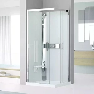 Душевая кабина термостатическая 80x80 GLAX 3 A80 STANDARD Novellini GLAX 3 с высоким душевым поддоном и серебристым профилем