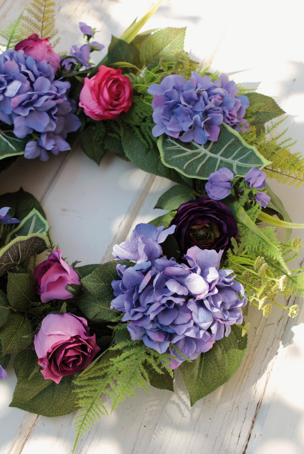 2647 254 a3 Искусственный венок 'Лютик / роза / гортензия' Ø 50 см, сиреневый H-andreas 