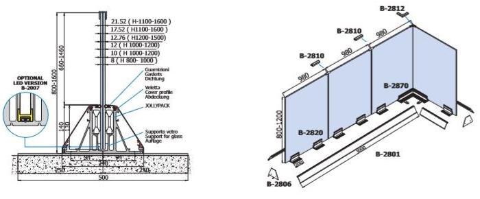 Metalglas Bonomi Модульный стеклянный экран  B-2820  - Вид №1