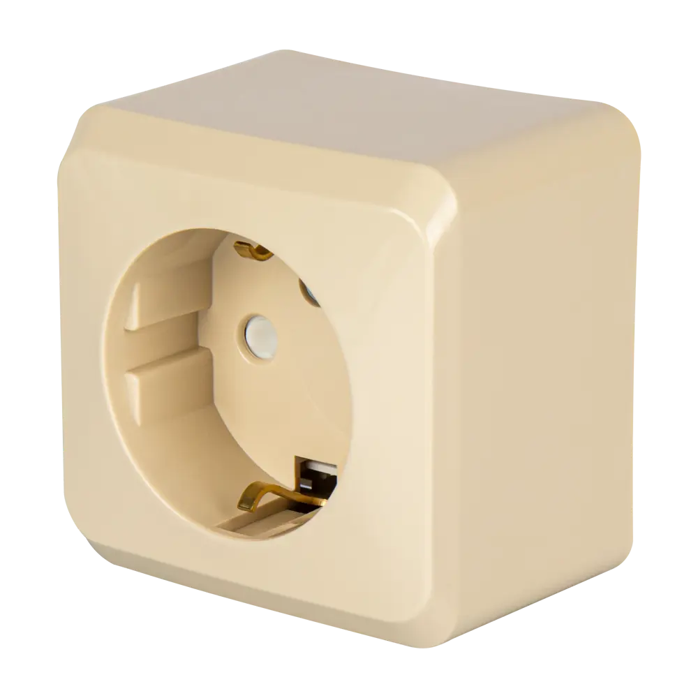 Розетка SYSTEME ELECTRIC Этюд с защитными шторками, кремовая 11401950 STLM-0001237 - Вид №1