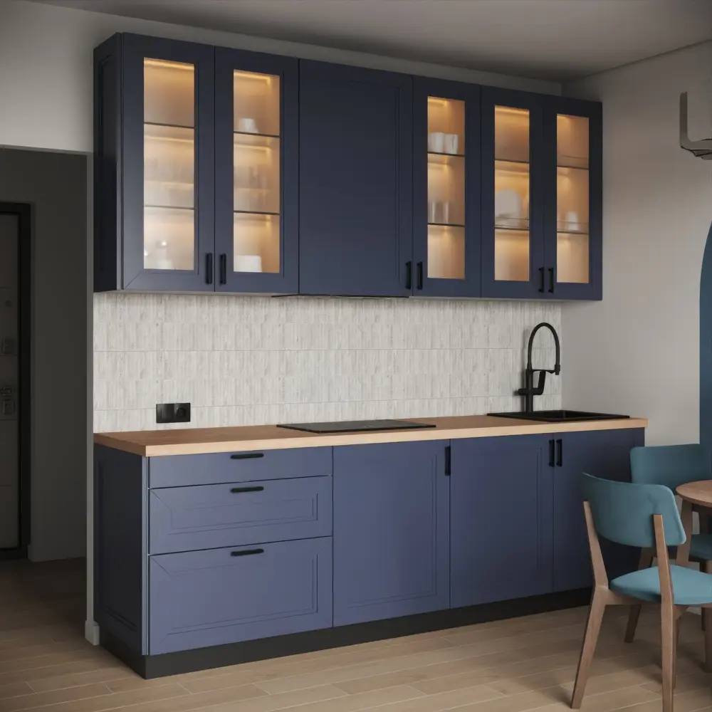 Фасад-витрина кухонного шкафа Котлас 40x77 см KONSENSA Стекло цвет синий STLM-2051745 - Вид №6