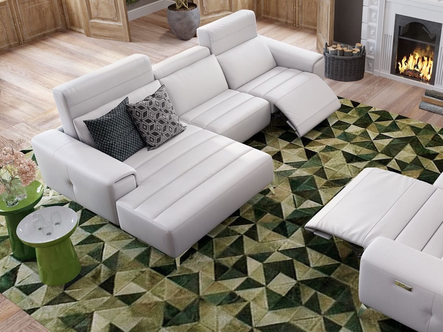 Кожаный диван с полуостровом Sofanella Bella ARCH-00001639 - Вид №2