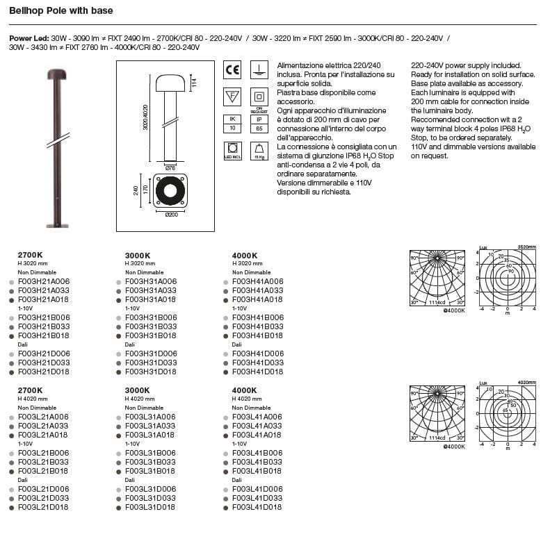 Алюминиевый светодиодный уличный фонарь с основанием Flos Bellhop ARCH-00096987 - Вид №4
