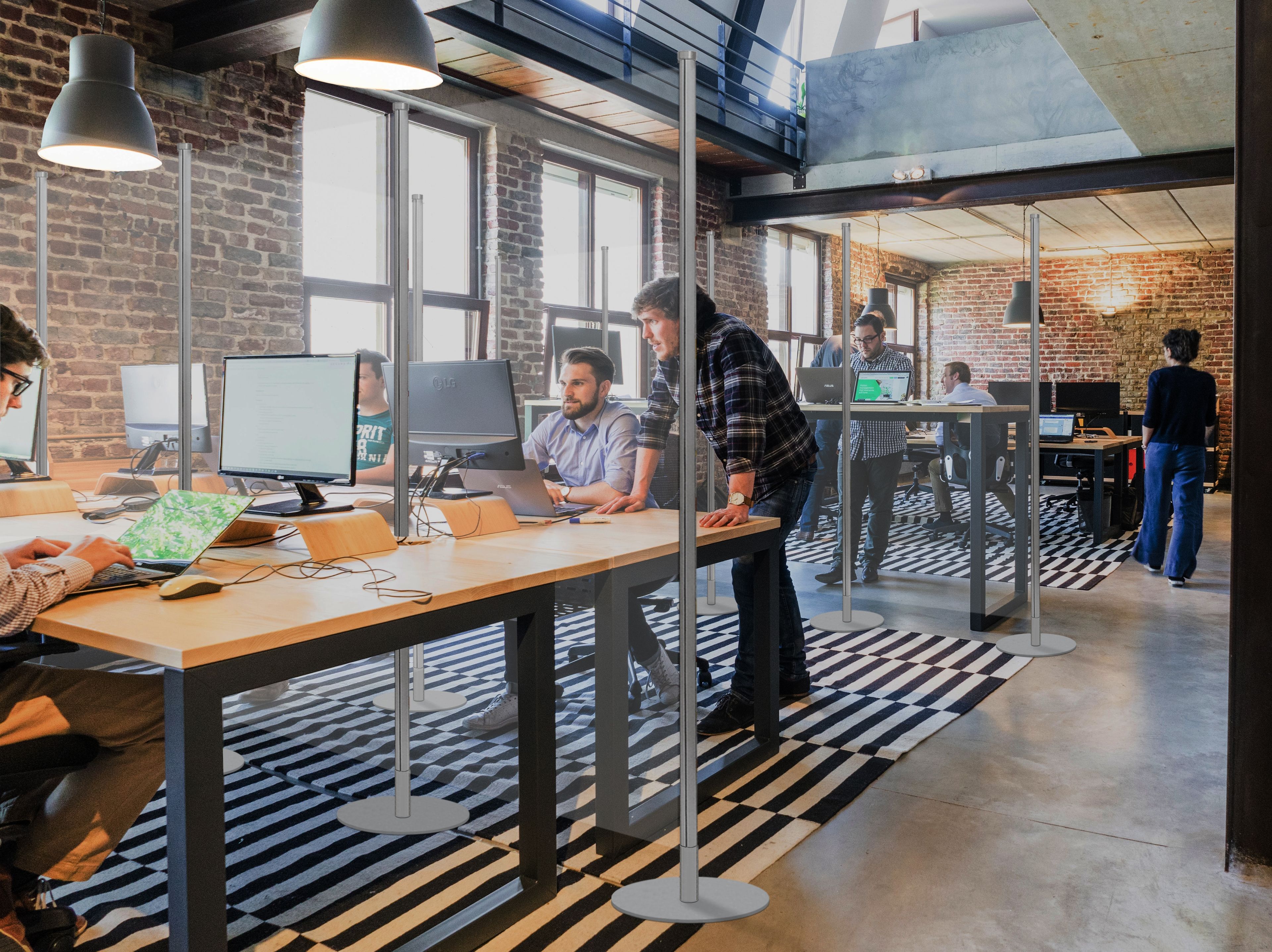 Отдельно стоящая офисная перегородка из акрилового стекла Slalom разделительная система ARCH-00026937