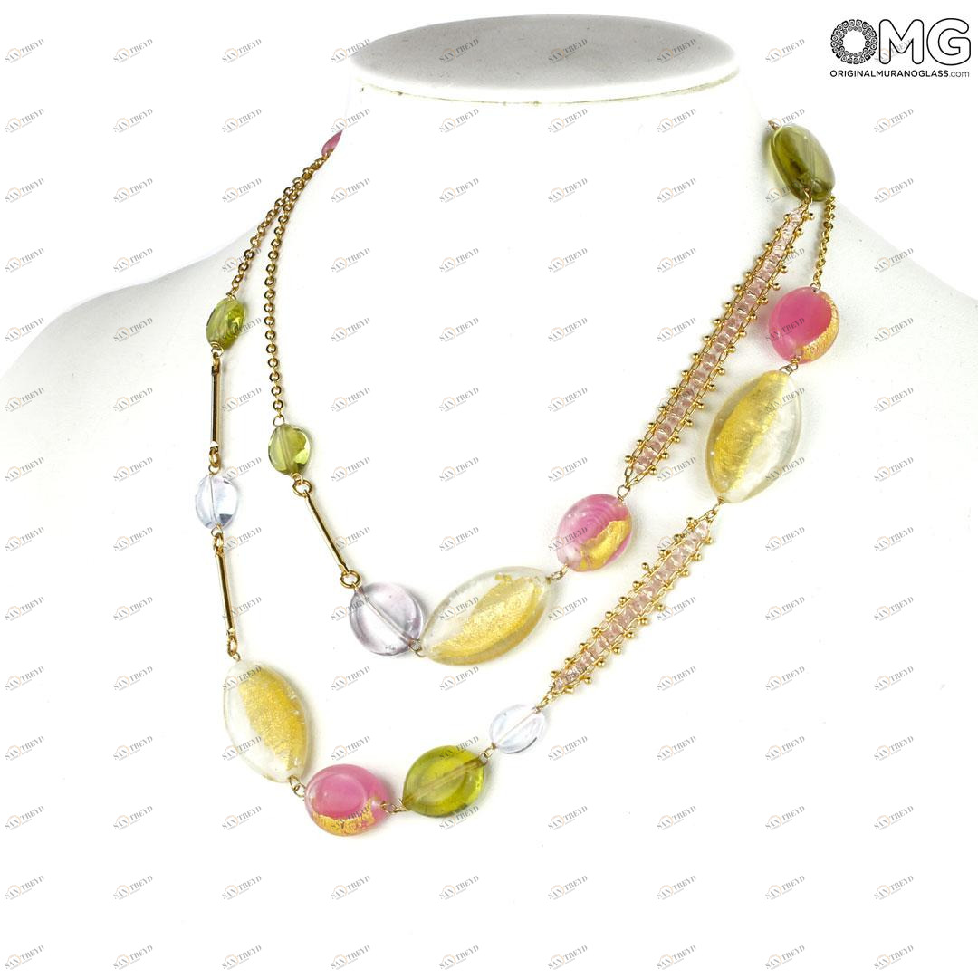 3940 ORIGINALMURANOGLASS Колье в два ряда Роза - Коллекция Antica Murrina - муранское стекло OMG 116 см 