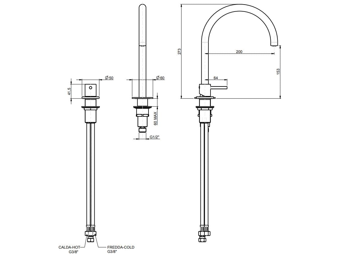 Однорычажный смеситель для раковины Rubinetterie Frattini Pepe XL ARCH-00109280 - Вид №9