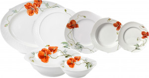 10629076 Meissen Сервиз столовый 6/28 "Игра волн, рельеф, маки" Фарфор, Керамика