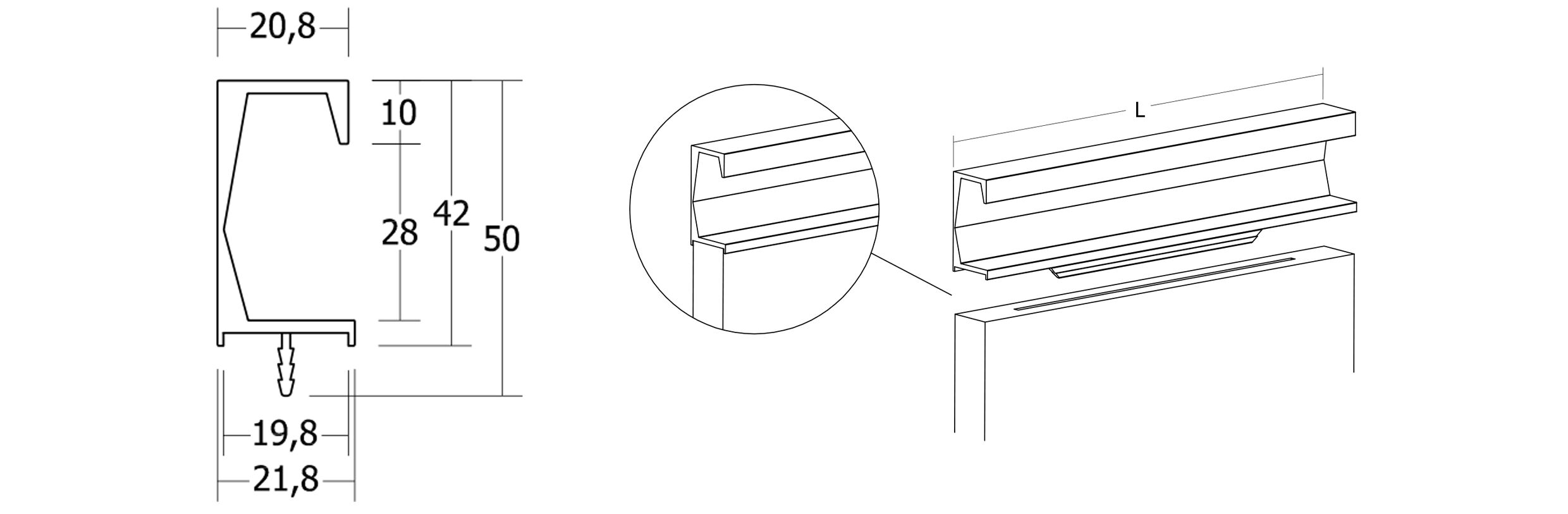 Утопленная алюминиевая мебельная ручка Viefe SIX ARCH-00019106 - Вид №1