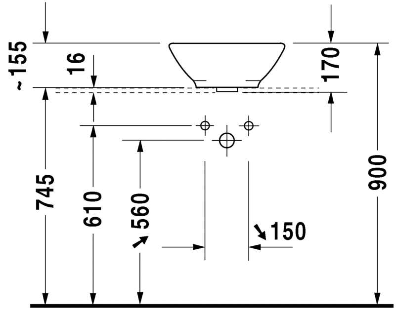 0325420000 Накладная раковина на столешницу  овальная Duravit Bacino - Вид №2