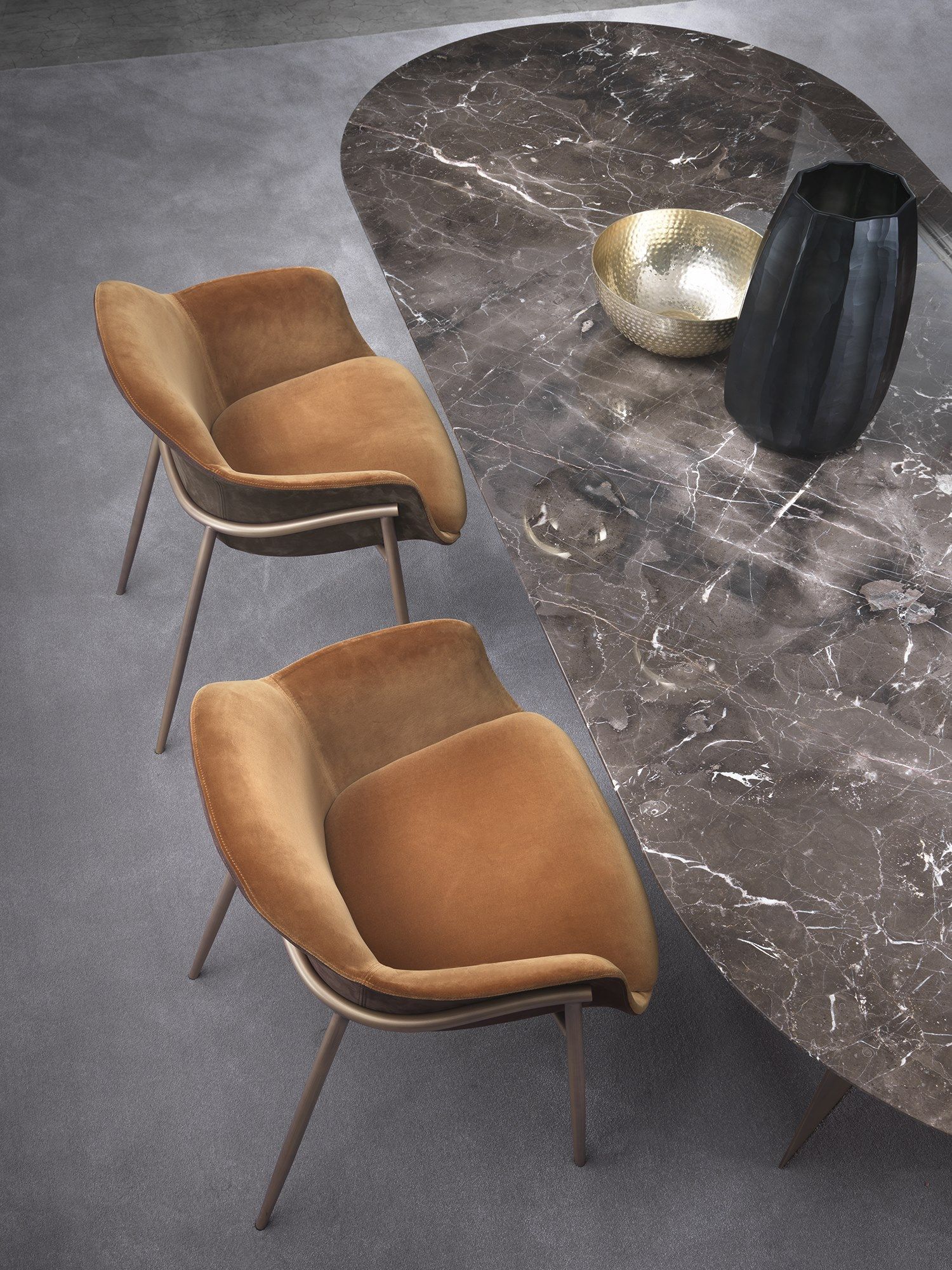 Овальный стол с мраморным верхом и изогнутым металлическим основанием Marelli Wave ARCH-00138111 - Вид №22