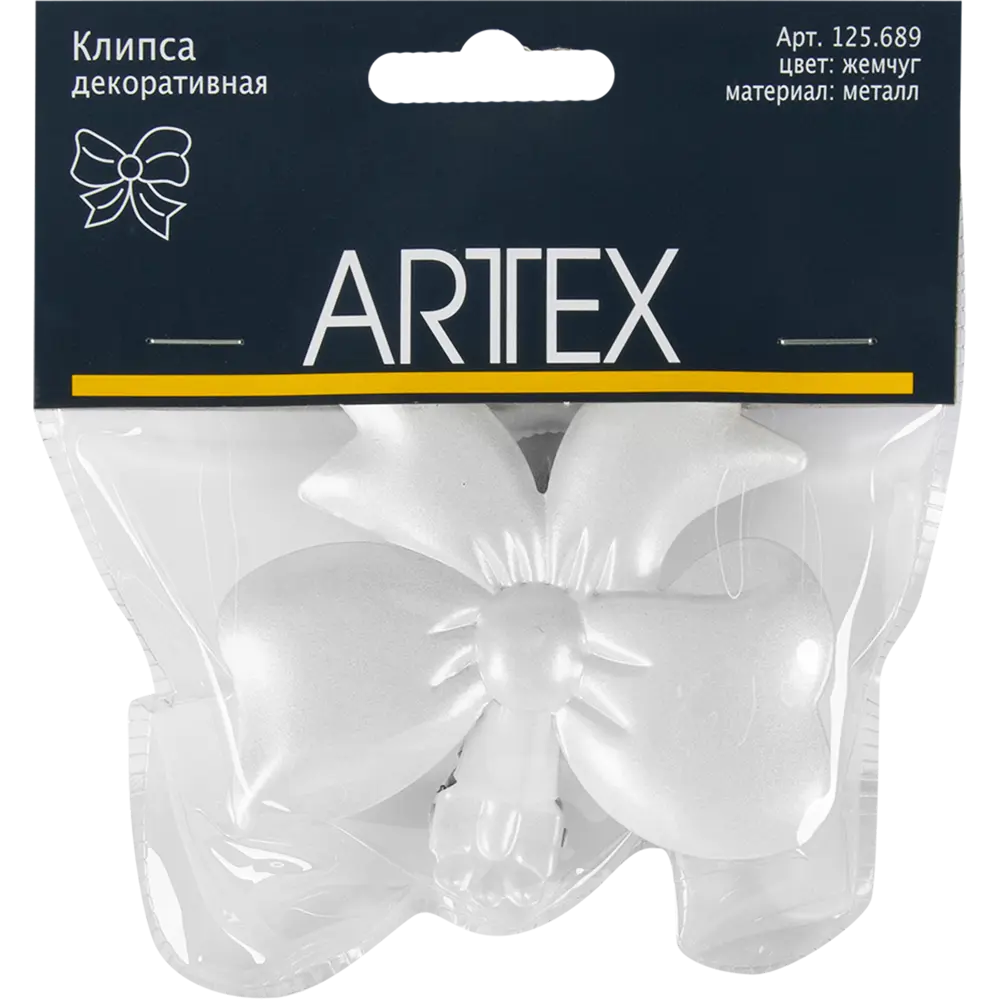 Клипса Бант металл цвет жемчуг ARTTEX STLM-2141260 - Вид №2