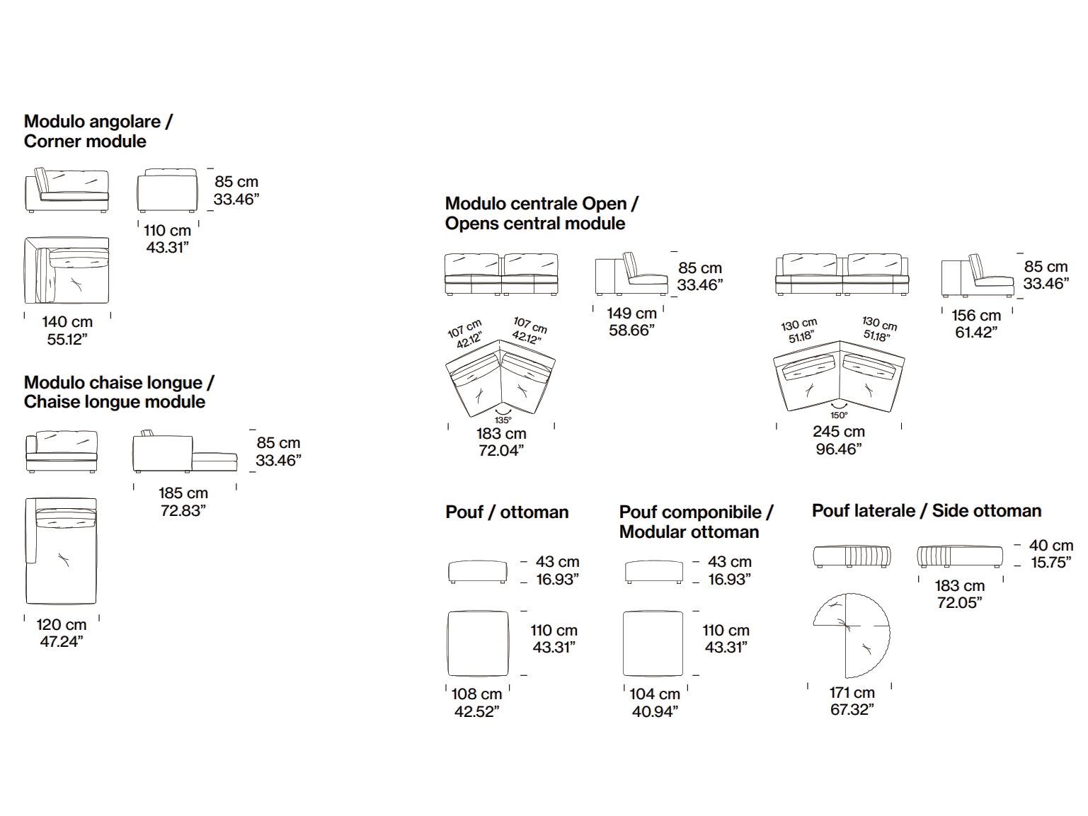 3-местный модульный тканевый диван Pianca NICE ARCH-00031524 - Вид №4