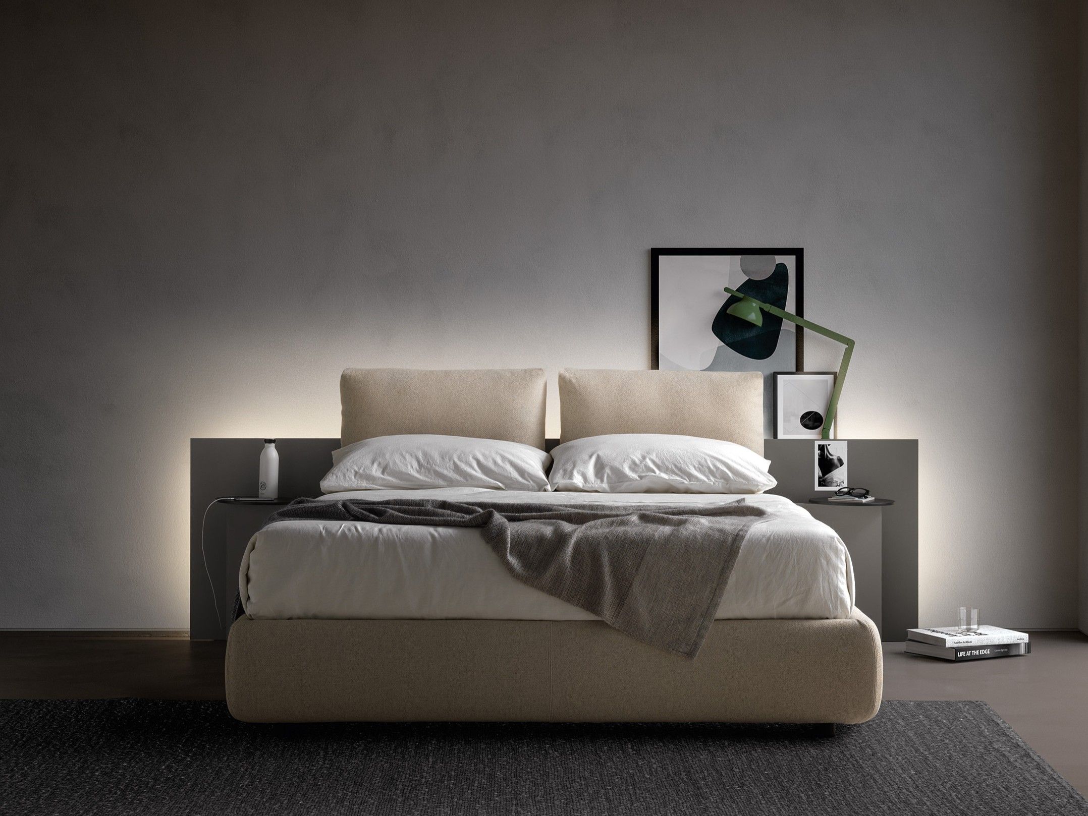 Двуспальная кровать из ткани со встроенным освещением Caccaro LET’SPACE ARCH-00010539 - Вид №1