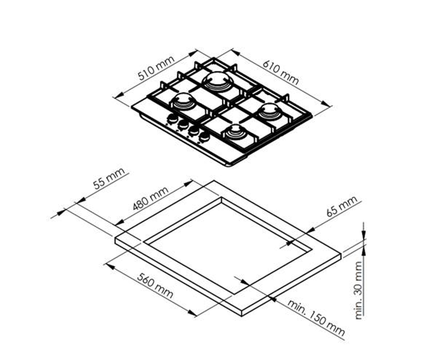9243833 Газовая варочная поверхность Jacky's JH GI631W STDN-0136525 - Вид №7