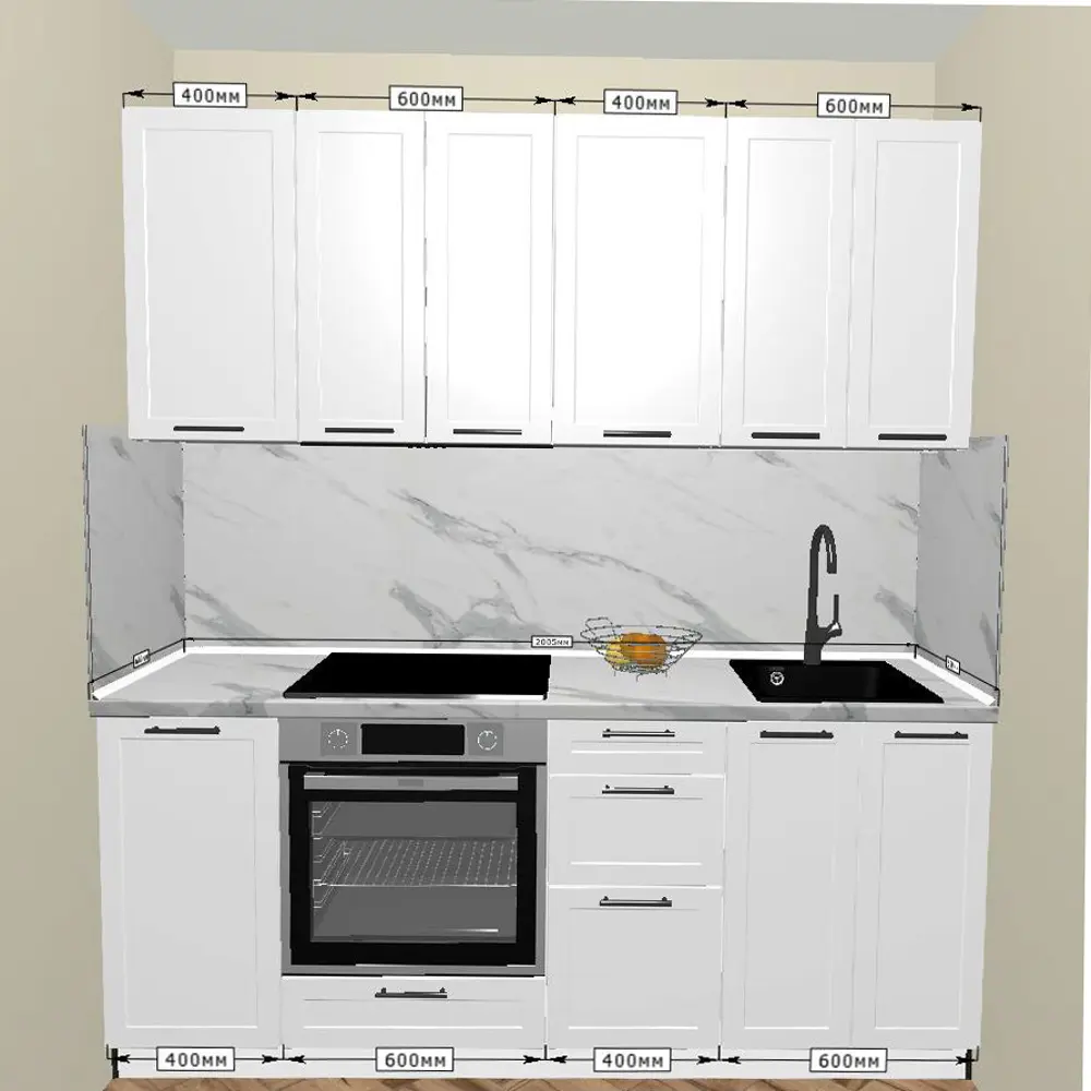 Кухонный гарнитур 200x60 см Ньюпорт ВШВ цвет белый KONSENSA STLM-2081261 - Вид №2