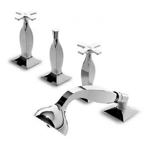 ZB1481 Смеситель для ванны на 4 отверстия, переключатель, вытяжной душ, шланг 1500 мм, перелив. Zucchetti Bellagio