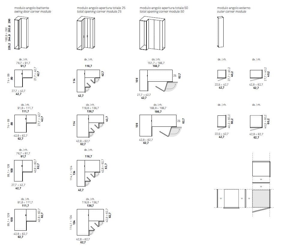Угловой шкаф с полным отверстием Caccaro ARCH-00053022 - Вид №3