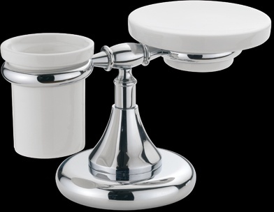 TM772 Мыльница и стакан керамические с держателем, настольный комплект bagno&associati TEMPO