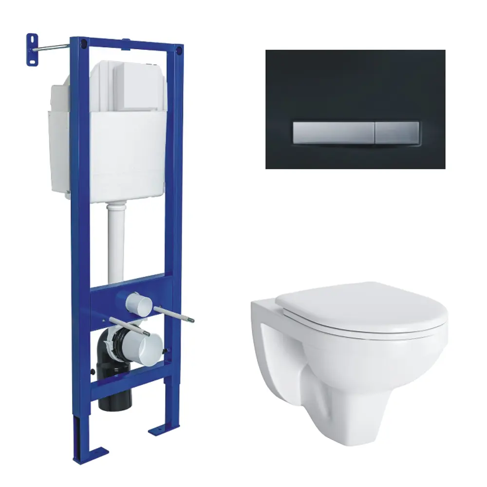 Комплект инсталляция с унитазом Berges Start Black с кнопкой цвет белый STLM-2076712