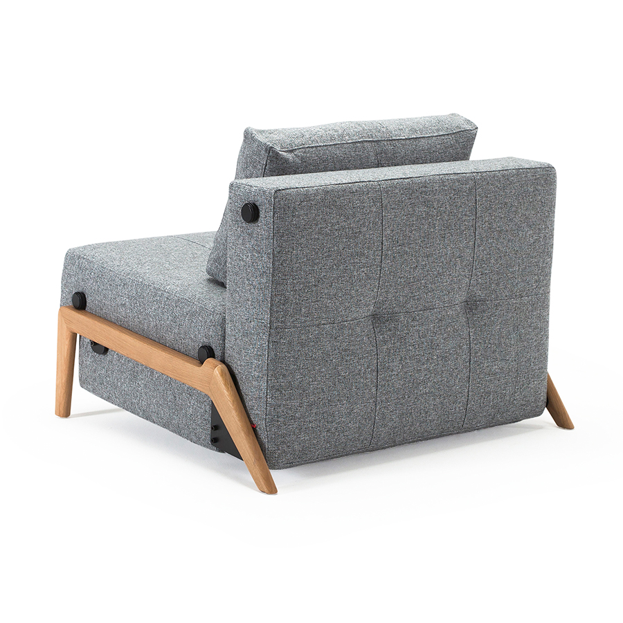 Кресло раскладное Cubed 90 с подушкой и ножками из дуба, гранит Innovation Living CUBEDCHOAK565 - Вид №2