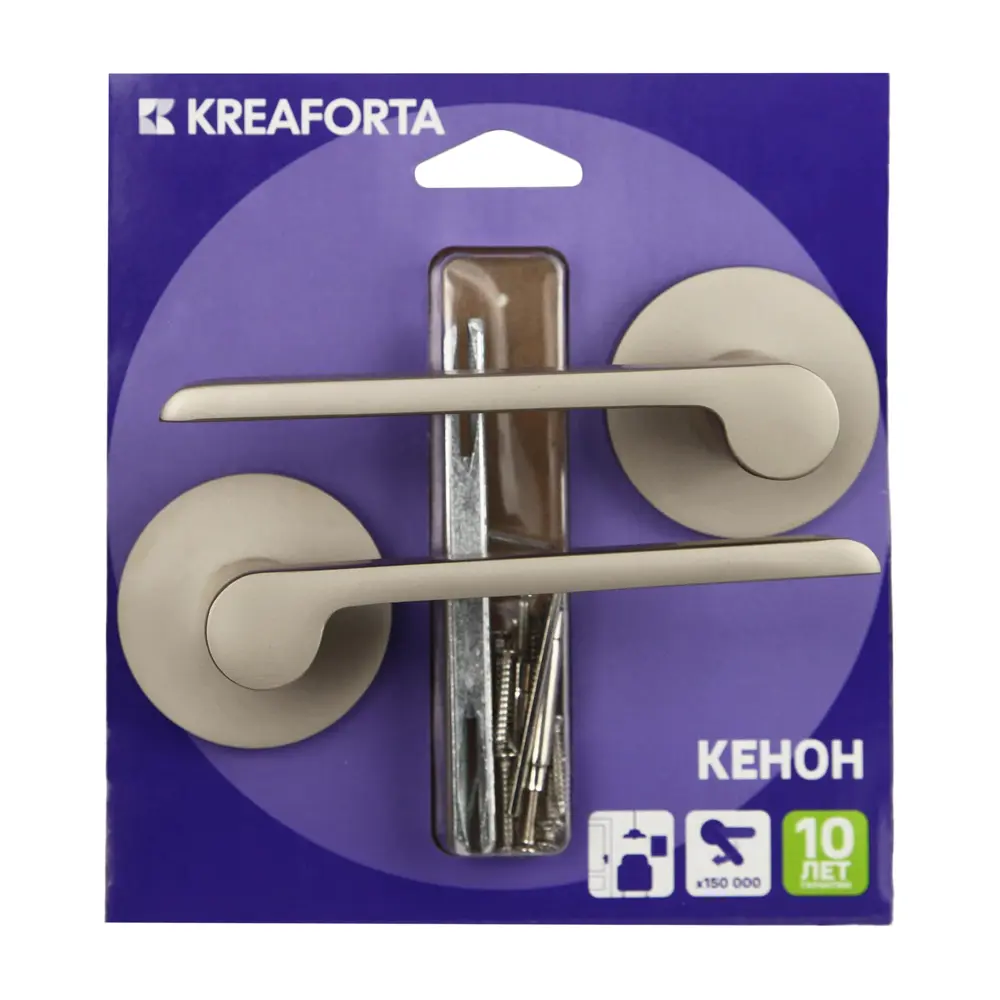 Дверная ручка на розетке KREAFORTA Кенон без запирания цвет никель STLM-2095020 - Вид №3