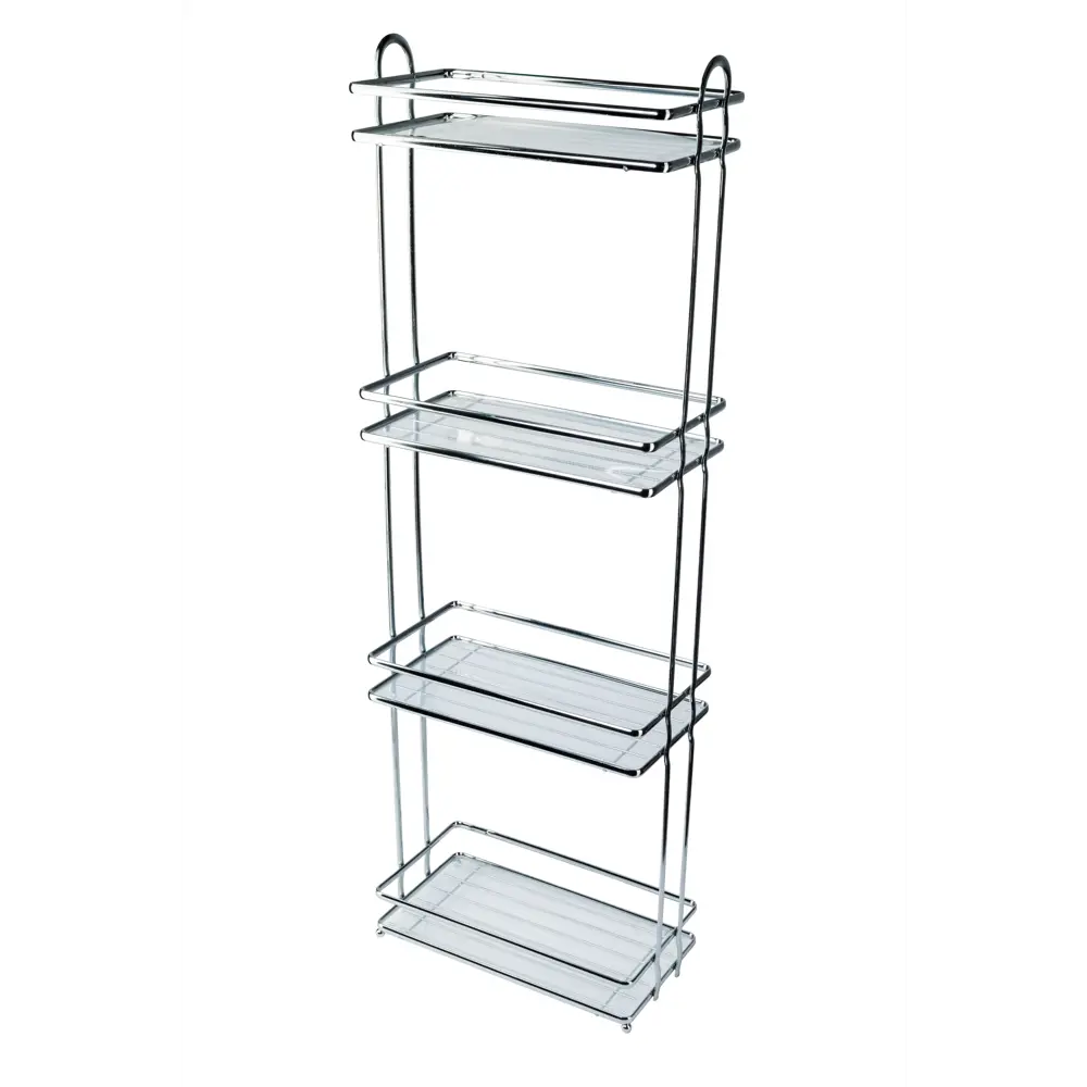 Полка для ванной прямоугольная Swensa четырехъярусная 29.1 см цвет хром SWR STLM-2056380