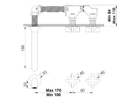 Набор для ванны с 5 отверстиями из хромированной латуни с ручным душем rvb TIMES ARCH-00054246 - Вид №2