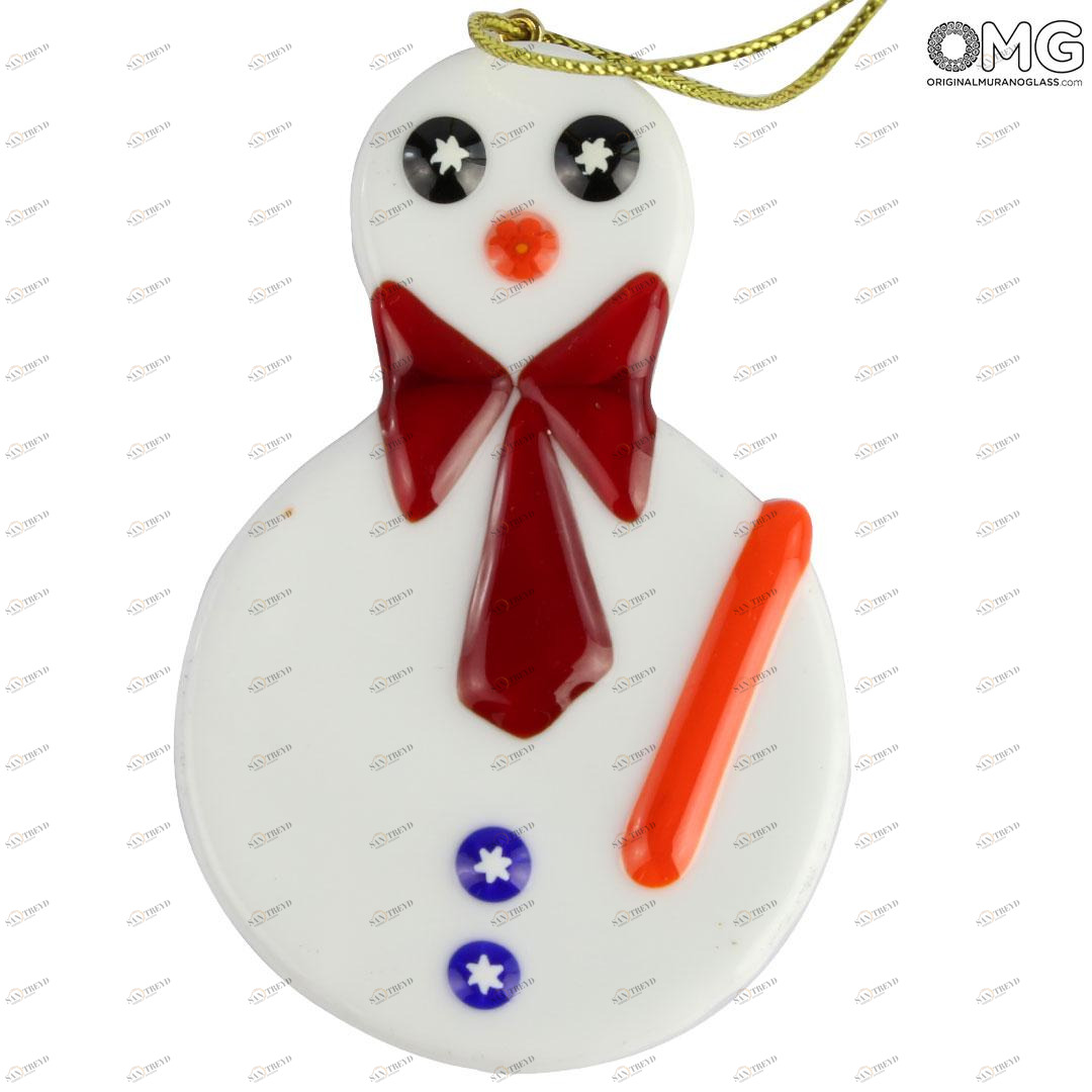 4369 ORIGINALMURANOGLASS Снеговик - рождественский декор - муранское стекло OMG  см 